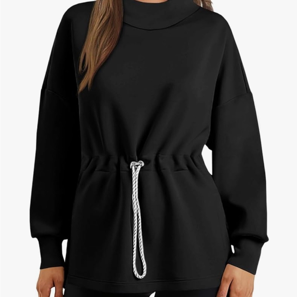 Varley lookalike Black Drawstring Women Top